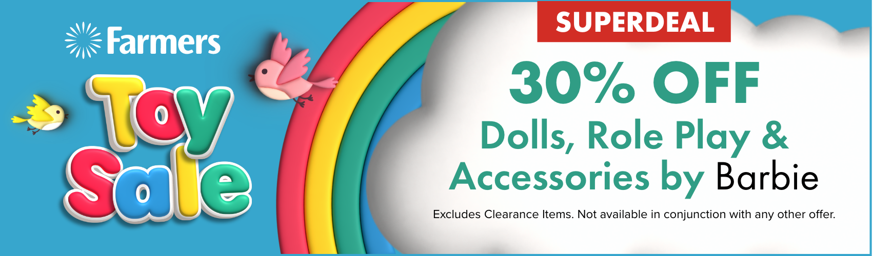 30% OFF Dolls, Role Play & Accessories by Barbie