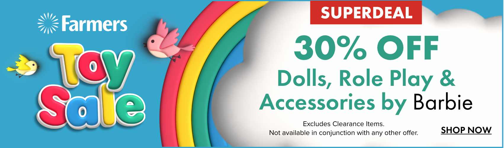 30% OFF Dolls, Role Play & Accessories by Barbie