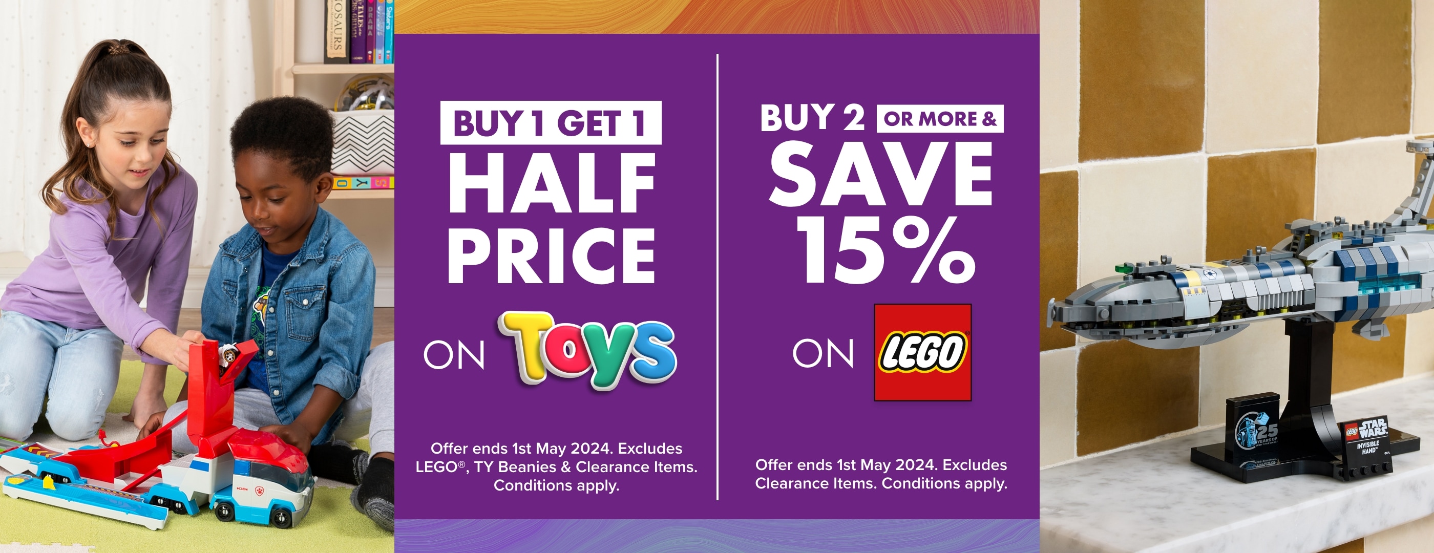 BUY 1 GET 1 HALF PRICE on Toys | Buy 2 or more & save 15% on LEGO®