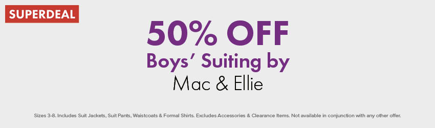 50 % off Boys' Suiting by Mac & Ellie