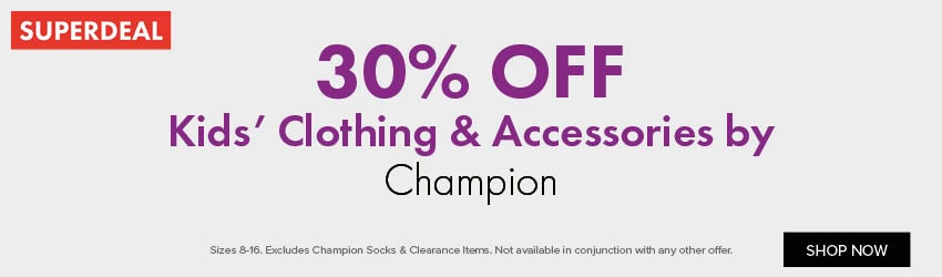 30% OFF Kids' Clothing & Accessories by Champion