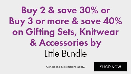 Buy 2 & save 30% or Buy 3 or more & save 40% on Gifting Sets, Knitwear & Accessories by Little Bundle