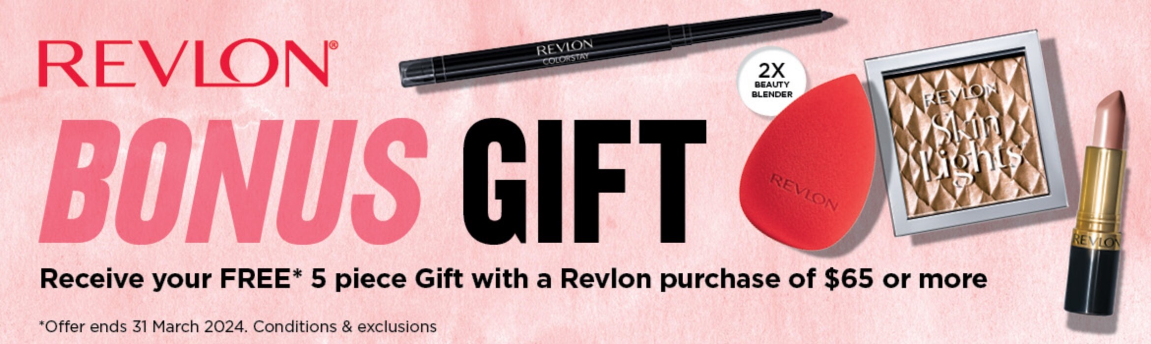 FREE GIFT Revlon 5-Piece Set with a Revlon purchase of $65 or more