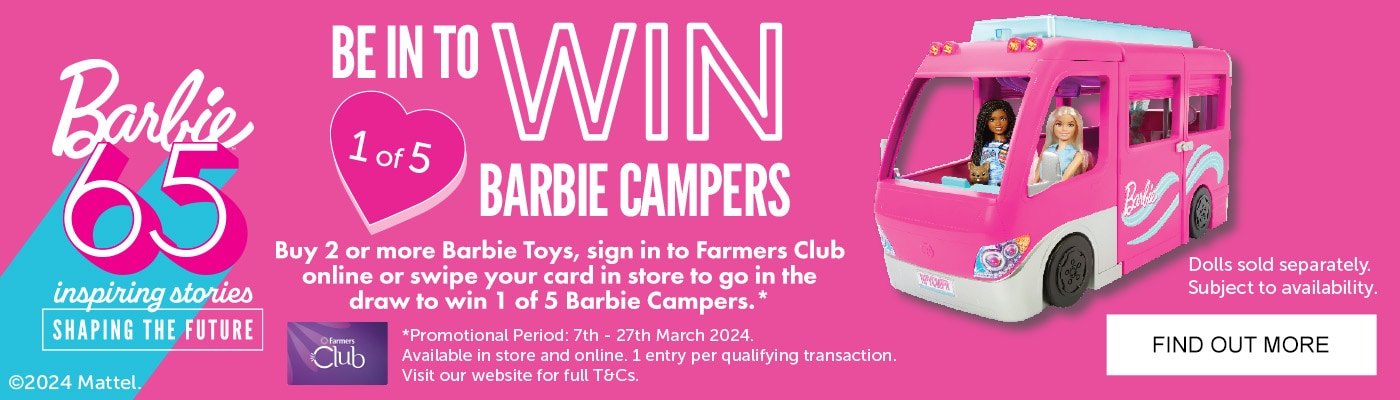 Be in to Win 1 of 5 Barbie Campers