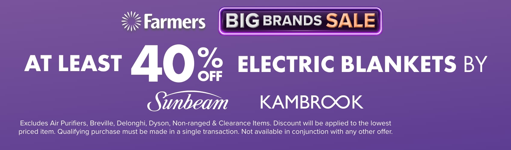 AT LEAST 40% OFF Electric Blankets by Sunbeam & Kambrook