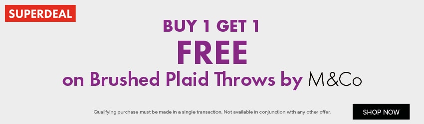 BUY 1 GET 1 FREE on Brushed Plaid Throws by M&Co