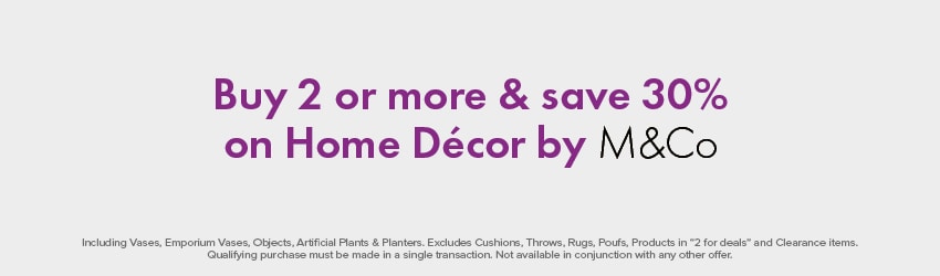 Buy 2 or more & save 30% on Home Décor by M&Co
