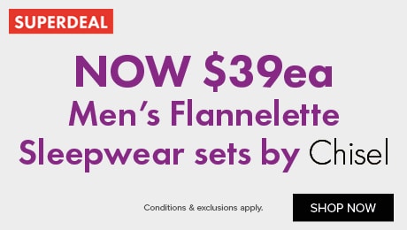 NOW $39ea Men’s Flannelette Sleepwear sets by Chisel