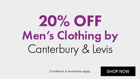 20% OFF Men’s Clothing by Canterbury & Levis