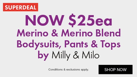 NOW $25ea 100% Merino & Merino Blend Bodysuits, Pants & Tops by Milly & Milo