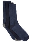 Chisel Cushioned Foot Casual Crew Sock, 3-Pack, Navy product photo View 02 S