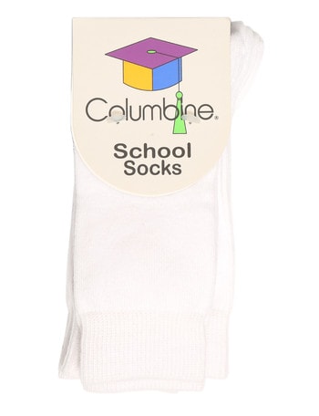 Columbine School Crew Sock, 3-Pack, White product photo