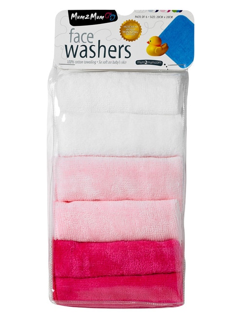 Mum 2 Mum Face Washers, 6-Pack, Pink product photo View 02 L