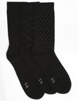 Harlequin Cushion Foot Pattern Crew Sock, 3-Pack product photo View 02 S