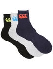 Canterbury Quarter Crew Sock, Grey, White & Black product photo View 02 S