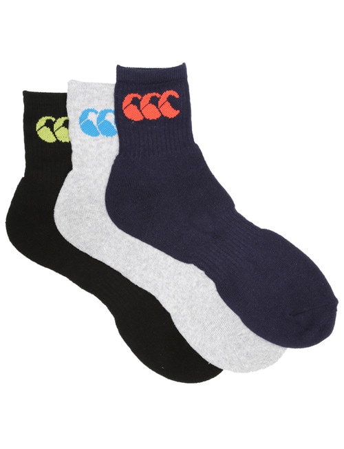 Canterbury Quarter Crew Sock, Grey, White & Black product photo View 02 L