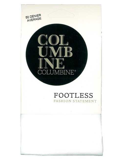 Columbine Footless Opaque Tights, 50D, White product photo
