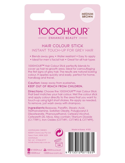 1000HR Touch Up Hair Colour Stick - Medium Brown product photo View 02 L