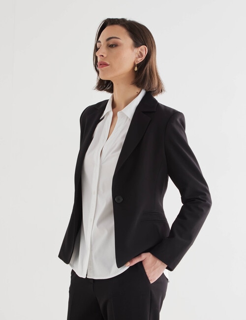 Oliver Black Two-Way-Stretch 1-Button Jacket, Black product photo