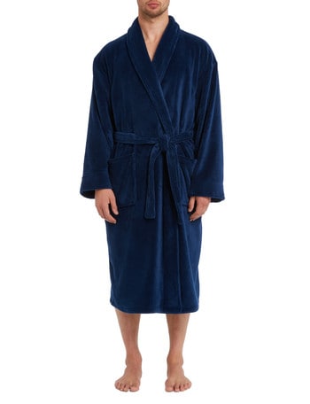 Chisel Plain Fleece Robe, Navy product photo