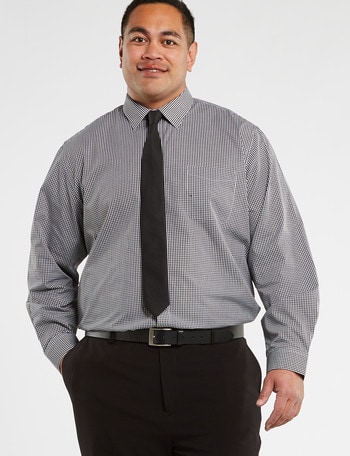 Chisel Formal King Size Long Sleeve Mini Check Shirt, Black product photo