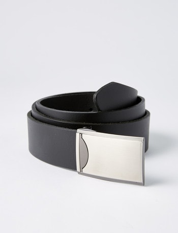 Laidlaw + Leeds Box Buckle Leather Belt, Black product photo