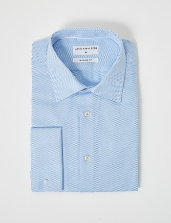 Laidlaw + Leeds Long-Sleeve Jacquard Shirt, French Cuff, Light Blue product photo