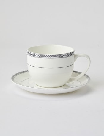 Amy Piper Leigh Cup & Saucer, 250ml, White & Grey product photo