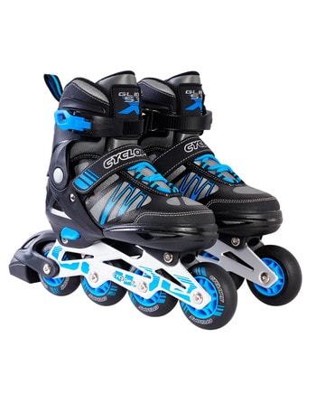 Cyclops Adjustable Inline Skates, Black & Blue, Shoe Size 3-6 product photo