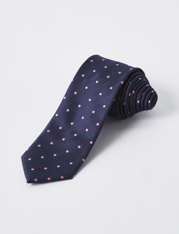 Laidlaw + Leeds Spot Tie, 7cm, Pink & Navy product photo