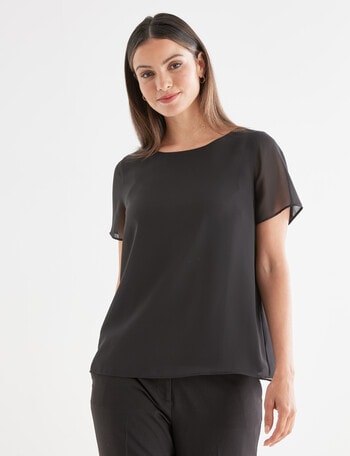 Oliver Black Short Sleeve Double Layer Top Black product photo