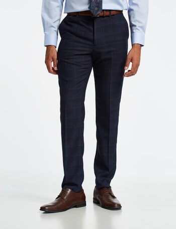 Laidlaw + Leeds Check Tailored Pant, Navy product photo