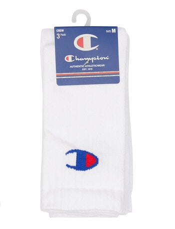 Champion Cushion Crew Sock, 3-Pack, White product photo