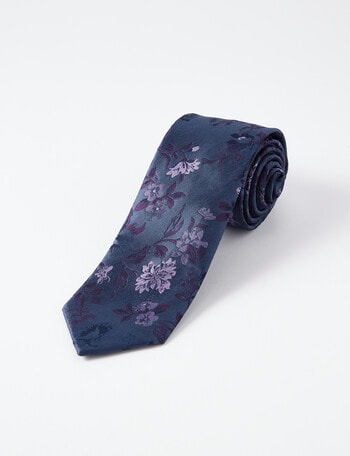 Laidlaw + Leeds Tonal Floral Tie, 7cm, Navy product photo