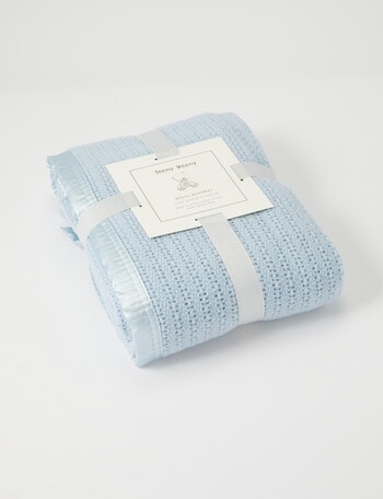 Teeny Weeny Wool Thermacell Cot Blanket, Blue product photo