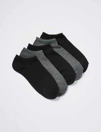 Gym Equipment Lightweight Low-Cut Liner Sock, 5-Pack, Black & Grey product photo