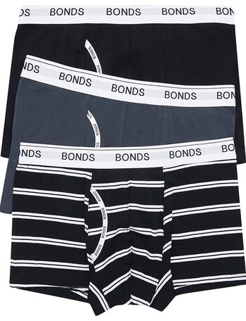 Bonds Bonds Trunk, 3-Pack, Black, Grey & Stripe product photo