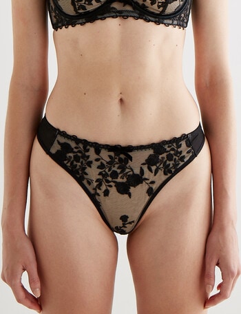Acapella Adele Embroidered G-String Brief, Black, 8 - 16 product photo