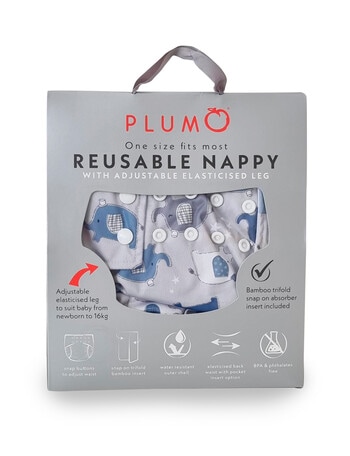 Plum Reusable Nappy, Elephant, Blue product photo