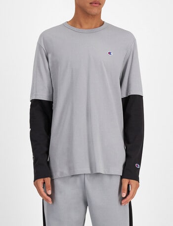 Champion Double Sleeve Script Tee, Charcoal product photo