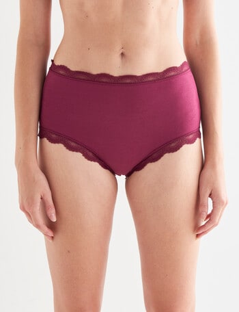 Lyric Cotton Sia Lace Full Brief, Cranberry, 8-18 product photo
