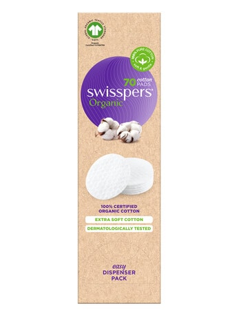 Swisspers Organic Cotton Pads, 70 Pack, Eco Dispenser product photo