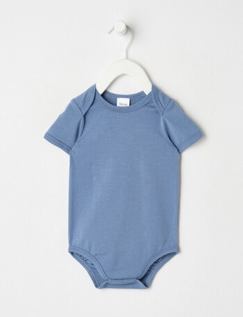 Teeny Weeny Essentials Stretch Cotton Short-Sleeve Bodysuit, Steel product photo