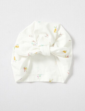 Teeny Weeny Essentials Stretch Cotton Bow Hat, Vanilla product photo
