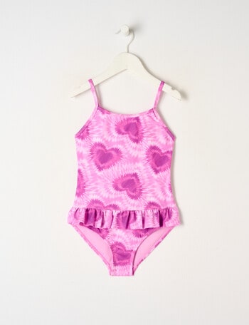 Wavetribe Tie Dye Hearts Sleeveless1-Piece Swimsuit, Pink product photo