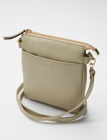 Carte Leather Front Pocket Crossbody Bag, Oat product photo
