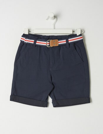 Mac & Ellie Woven Belted Chino Short, Navy product photo