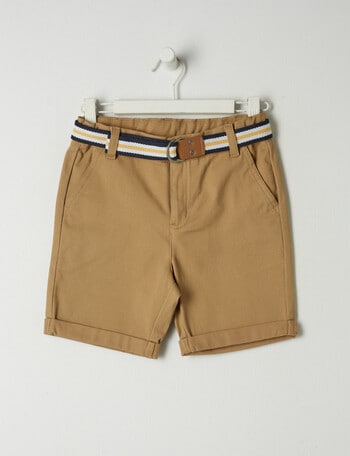 Mac & Ellie Woven Belted Chino Short, Tan product photo