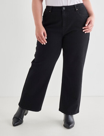 Denim Republic Curve High-Rise Wide Leg Jean, Black product photo