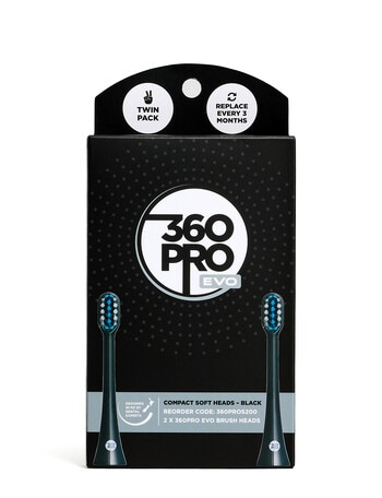360PRO Evo Compact Soft Brush Head Refills, 2-Pack, Black, 360PROS200 product photo